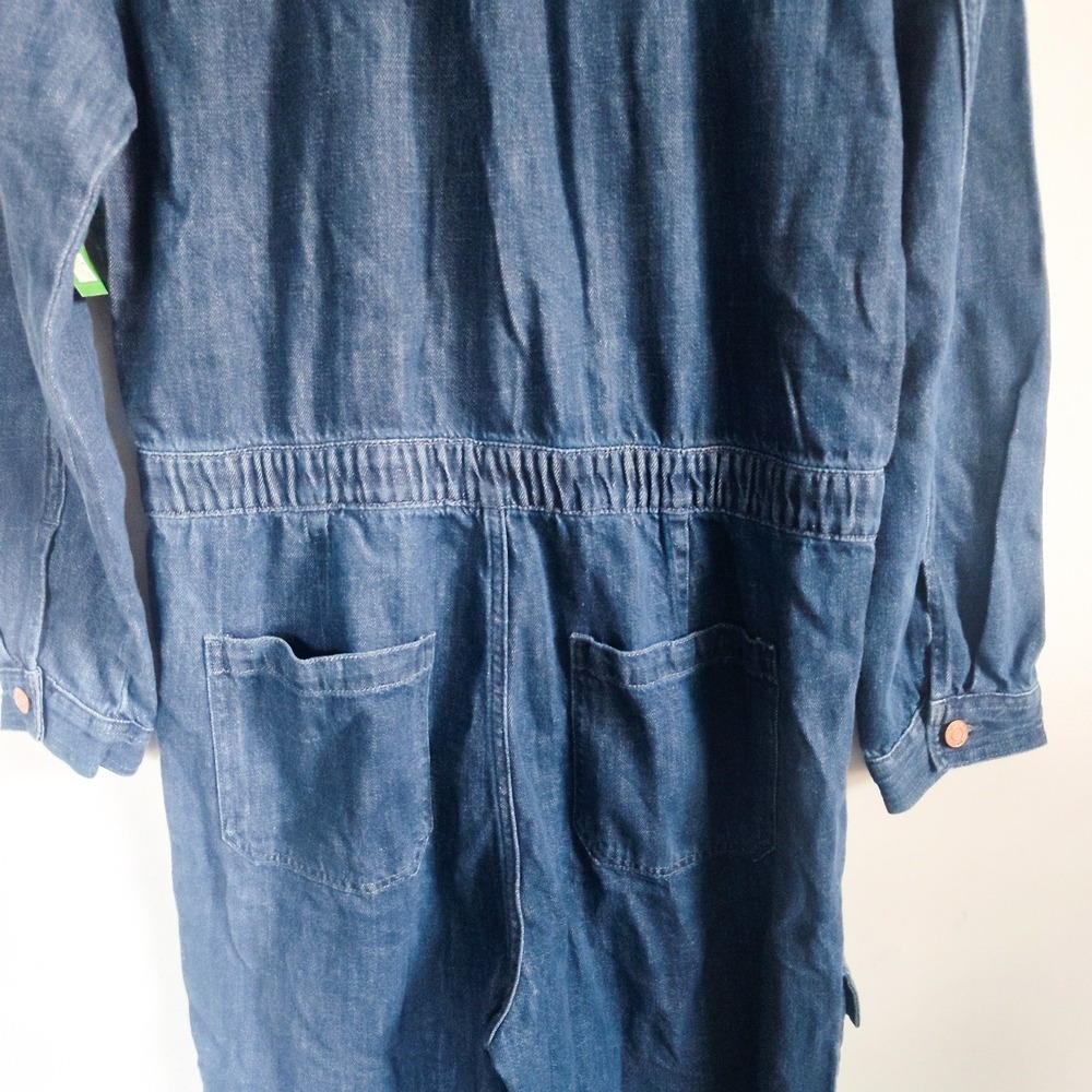 New Gap Jumpsuit Size 10 Denim Cargo Wide Leg Dark Blue Long Sleeve Full Zip NWT - Picture 12 of 16